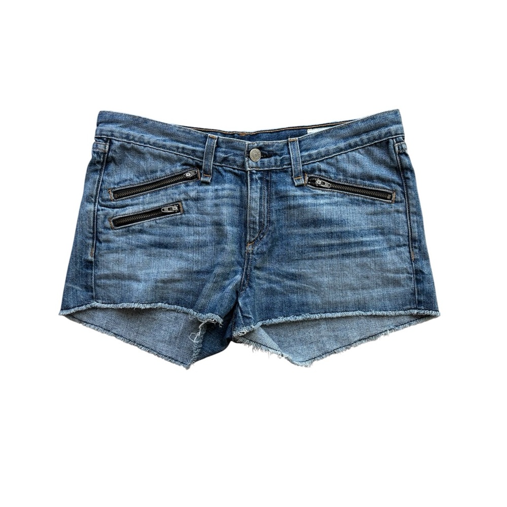 rag & bone Blue Jean Shorts with Zipper Accents